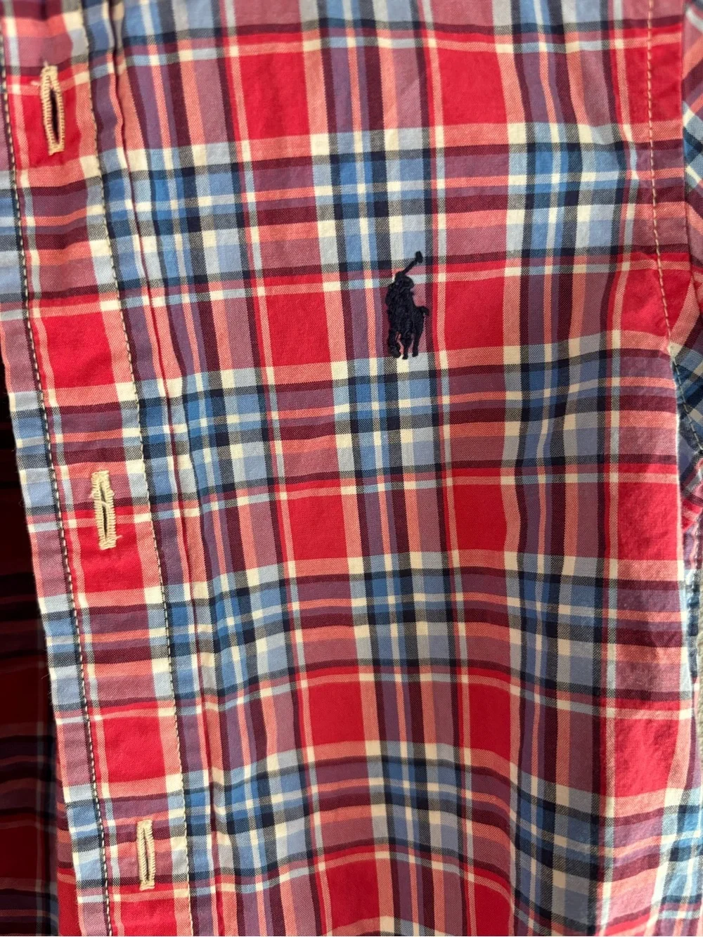 Ralph Lauren Red and Blue Plaid Button-Down Shirt